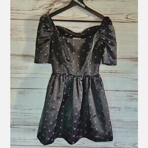 Gal Meets Glam Collection Maude Daisy Bow Back Satin Black Party Dress New sz 2